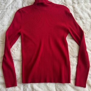 Banana Republic Red Ribbed Turtleneck Sweater